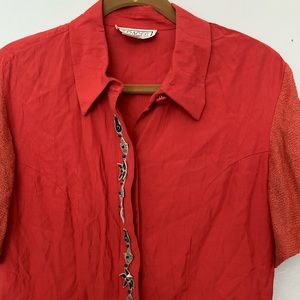 Vintage coral/rust color two piece skirt set